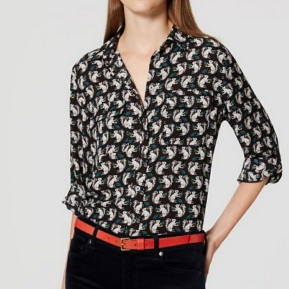 Squirrel print button down